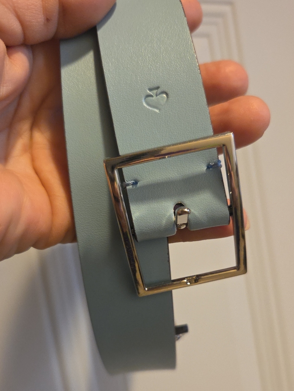 Kate Spade NY Light Blue Women's Leather Belt with Silver Buckle,sz M.